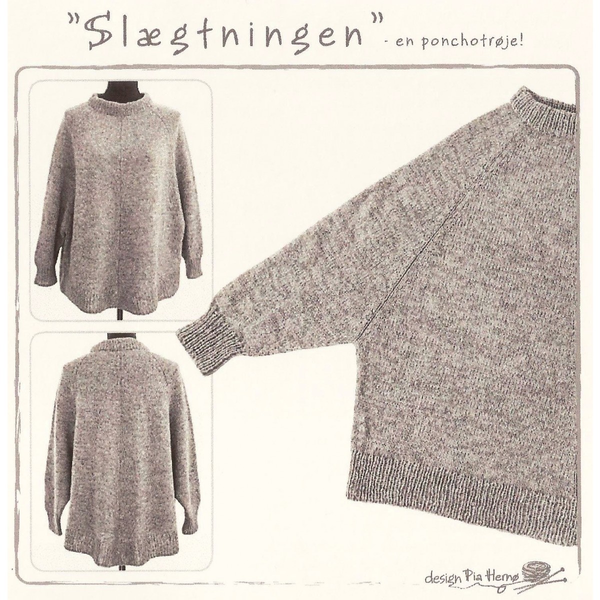 Slægningen Poncho, strikket Pladegarn