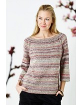 Raglanbluse i multifarvet garn